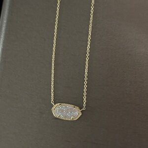 Gold and White Druzy Pendant Necklace